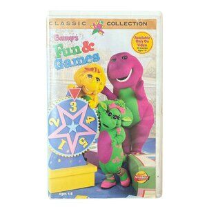 Barney's Fun and Games VHS 1996 *ONLY ON VIDEO Kids Cartoon Film Clamshell